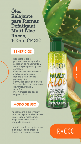 Óleo Relajante Desodorante para Piernas Defatigant Multi Aloe, 100ml (1426)